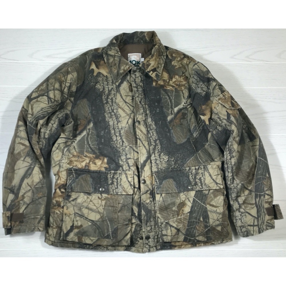 Vintage 10X Camo Coat Men L Realtree Hardwood Zip Up Snap Hunting Made In USA